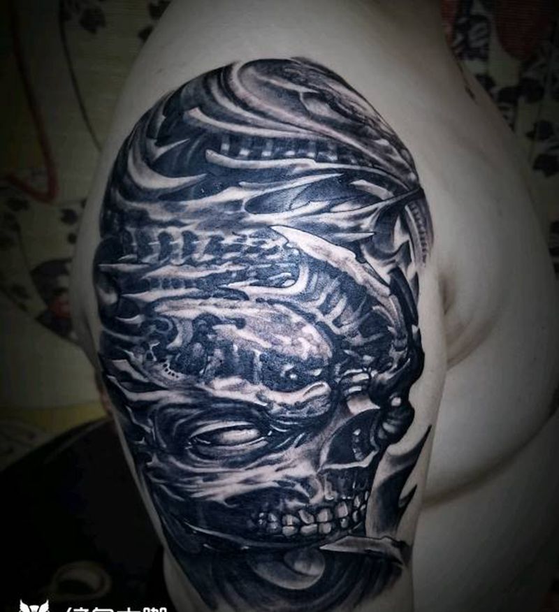 生化的。纹身图片_手臂欧美写实纹身图案