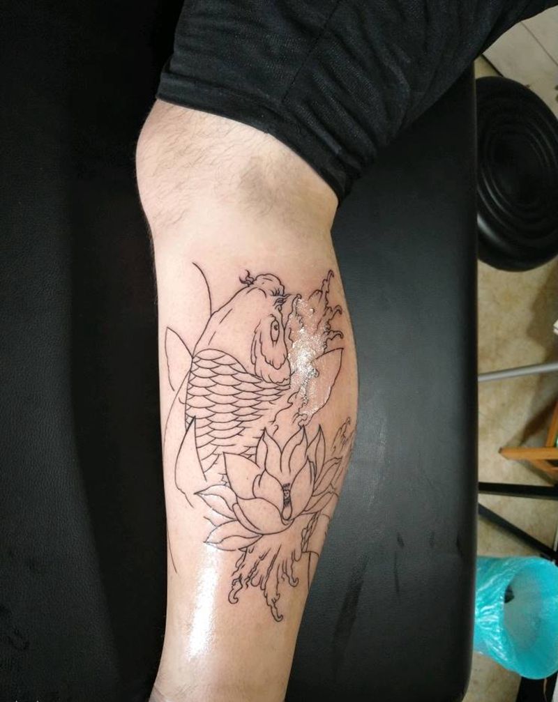 鲤鱼割线纹身图片
