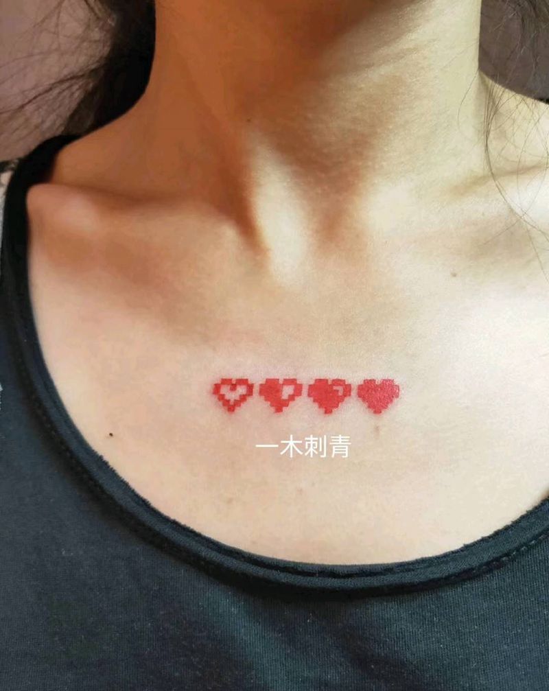 数码小爱心❤纹身图片_胸部几何纹身图案