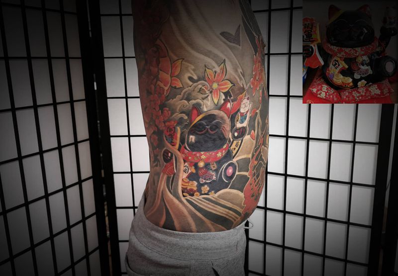 大福好了纹身图片_腰部腹部纹身图案