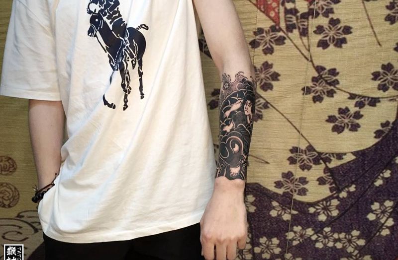 私人订制鬼若丸杀鲤纹身图片