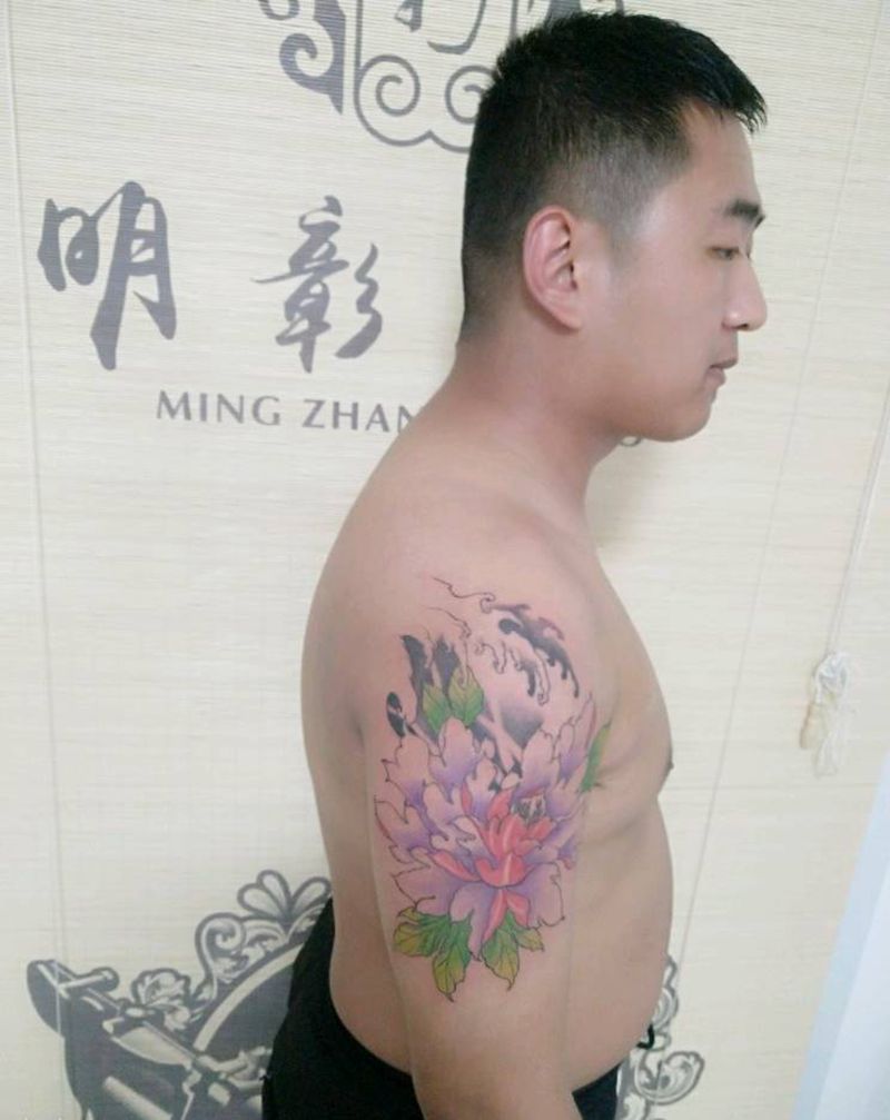 大富大贵牡丹图纹身图片