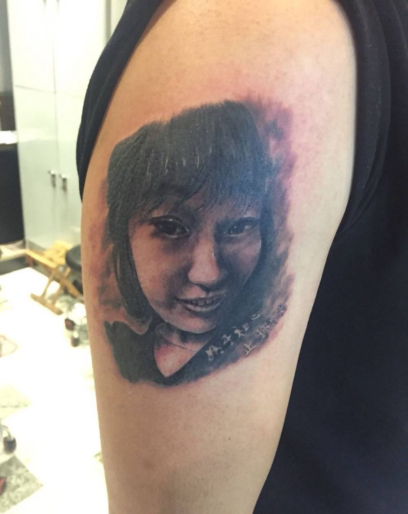 肖像纹身图片_成品手臂人物肖像纹身图案