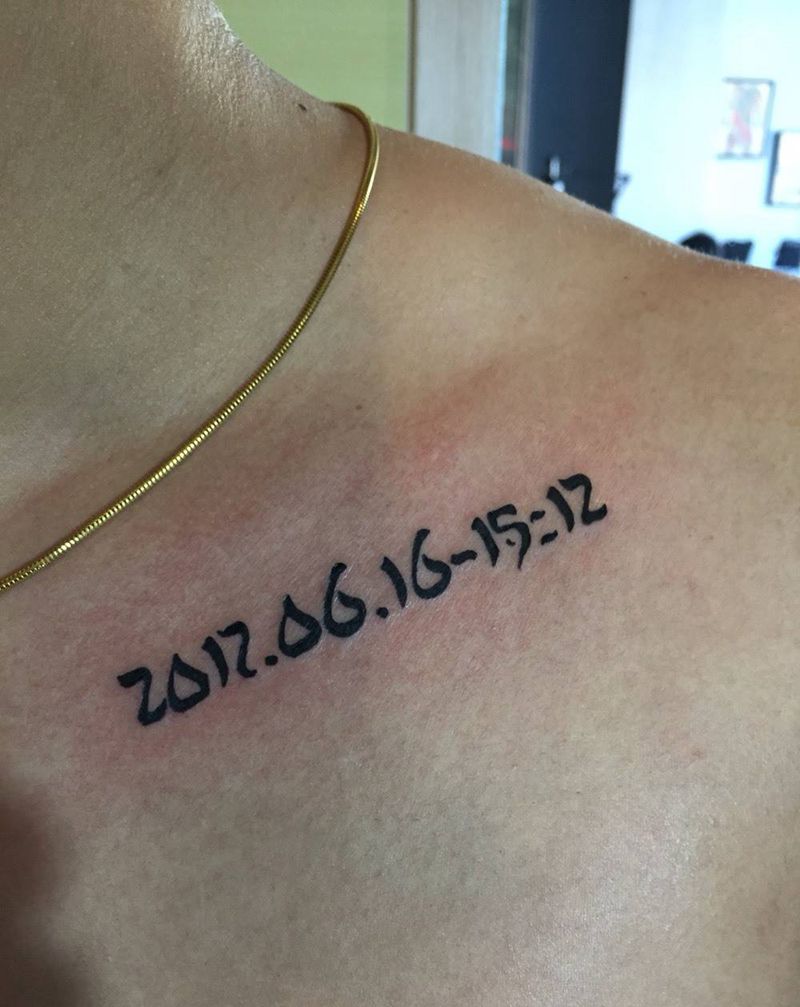 小清新纹身图片_成品胸部清新字符纹身图案