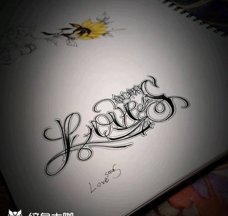 奇卡诺花体定制稿纹身图片_花体字纹身图案