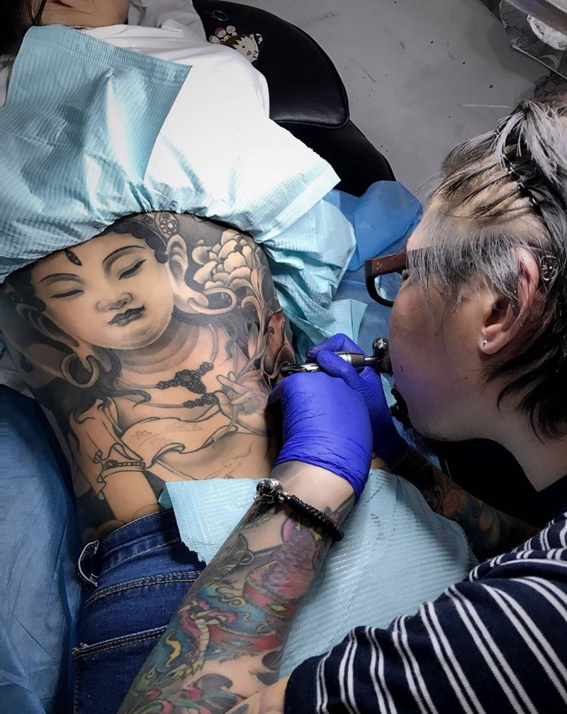 工作照纹身图片_成品肩部背部臀部传统人物鬼神宗教纹身图案