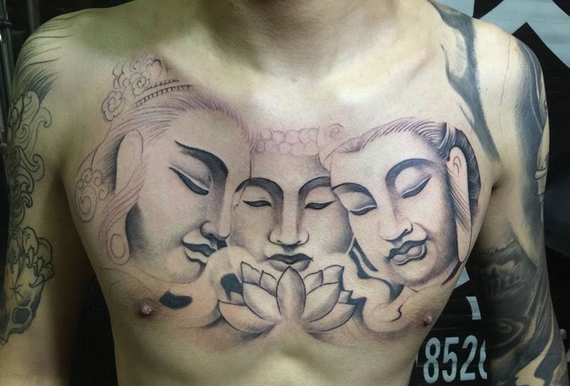 3面佛纹身图片