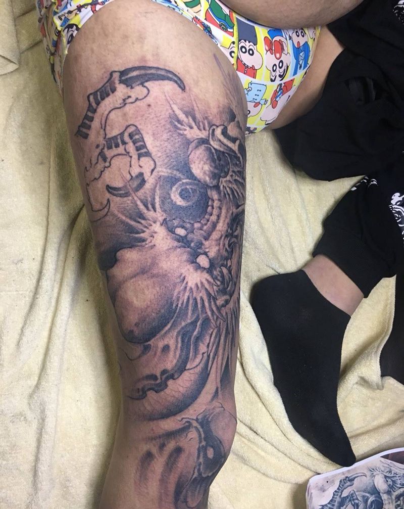 花腿龙，鲤鱼跃龙门纹身图片