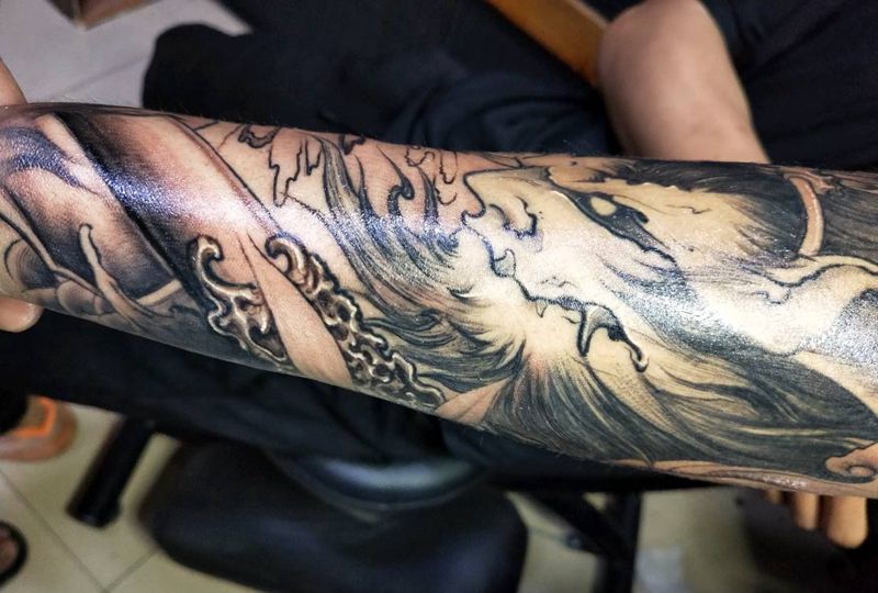 大圣纹身图片_手臂新传统纹身图案