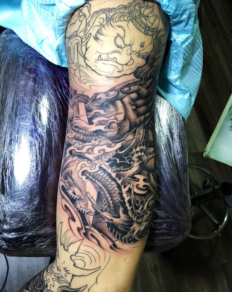 不动明王纹身图片_手臂新传统纹身图案