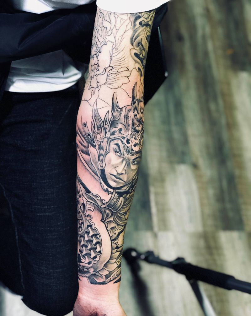 赵云纹身图片_手臂新传统人物纹身图案