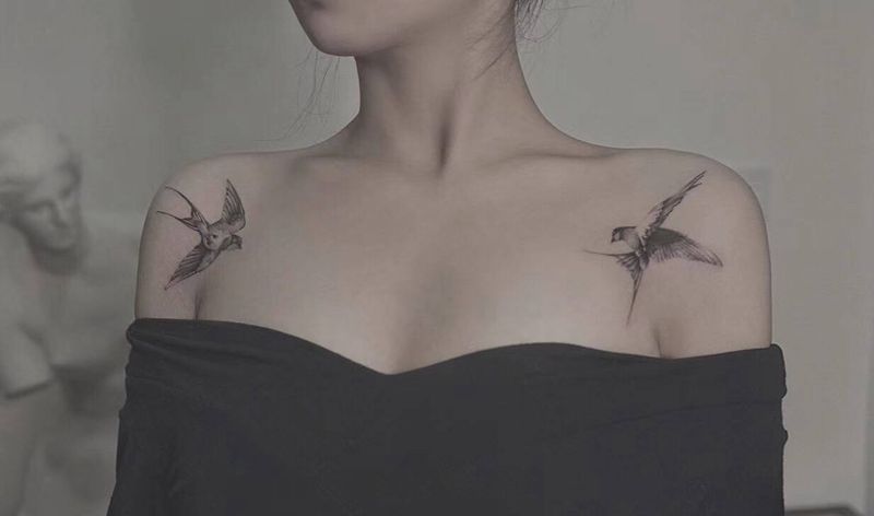 买家秀纹身图片_肩部水墨纹身图案