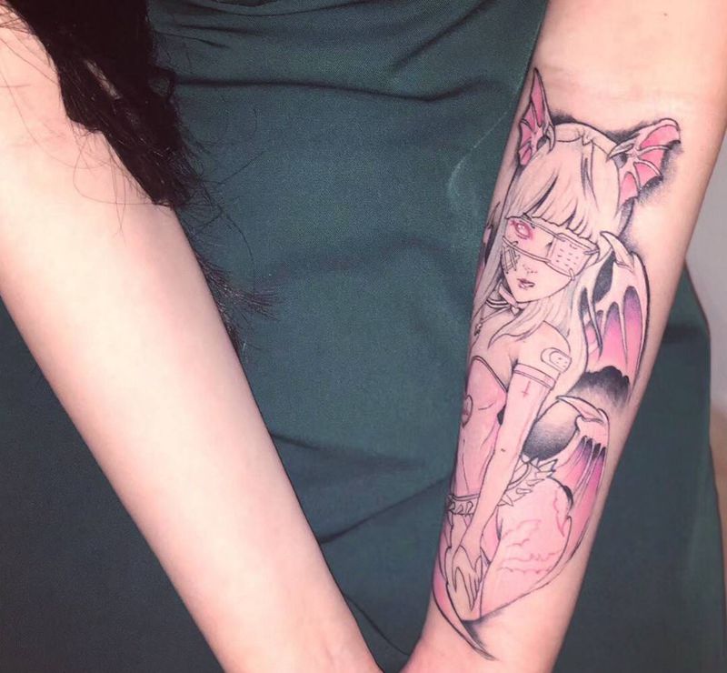 买家秀纹身图片_手臂New School纹身图案