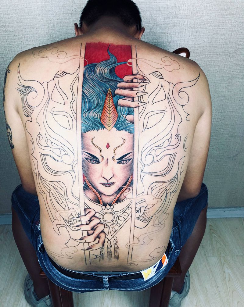妖王纹身图片_背部新传统纹身图案