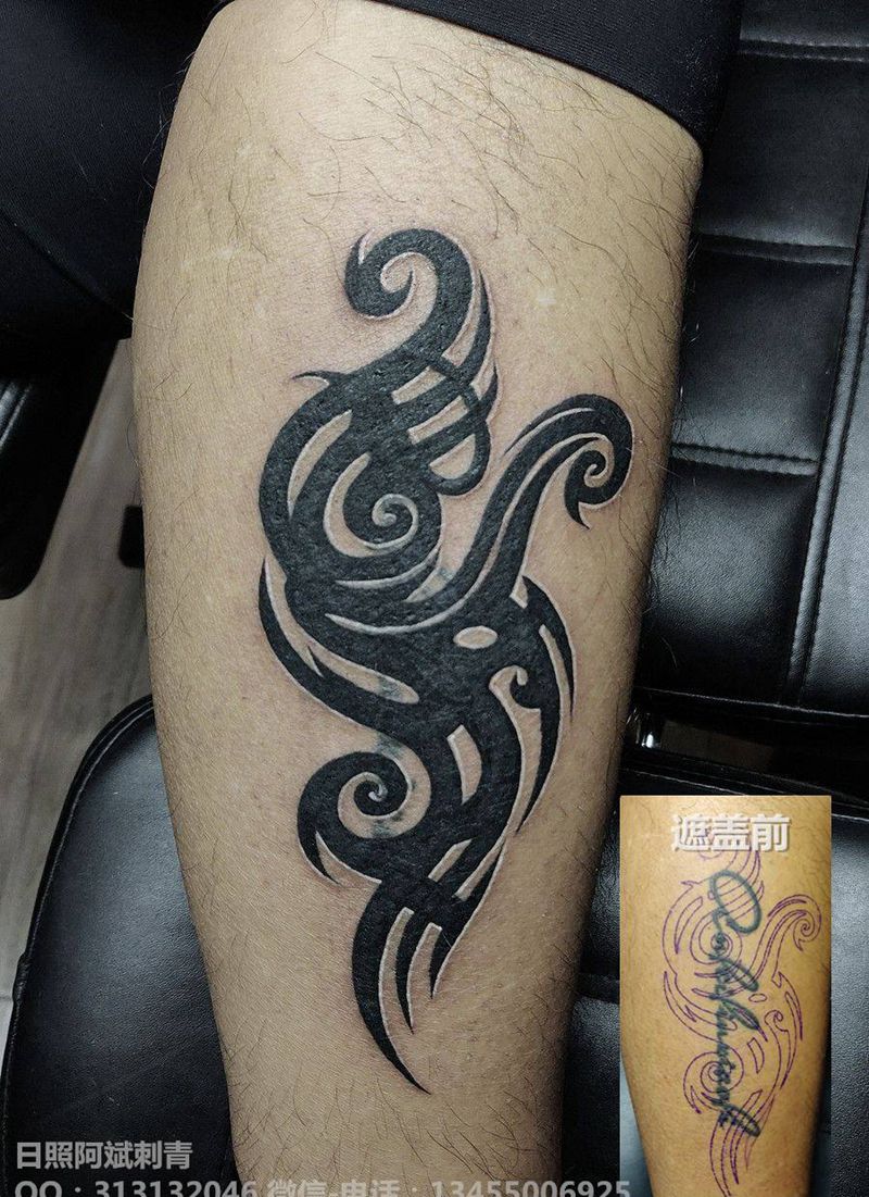 图腾纹身图片_腿部图腾纹身图案