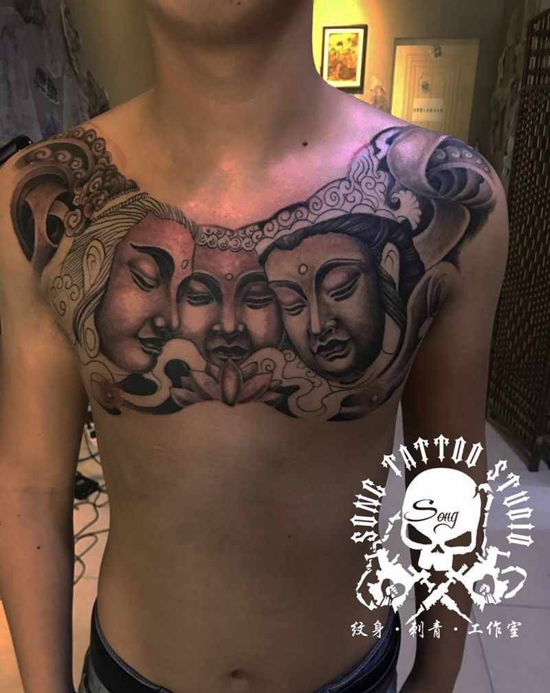 三面佛未完成纹身图片