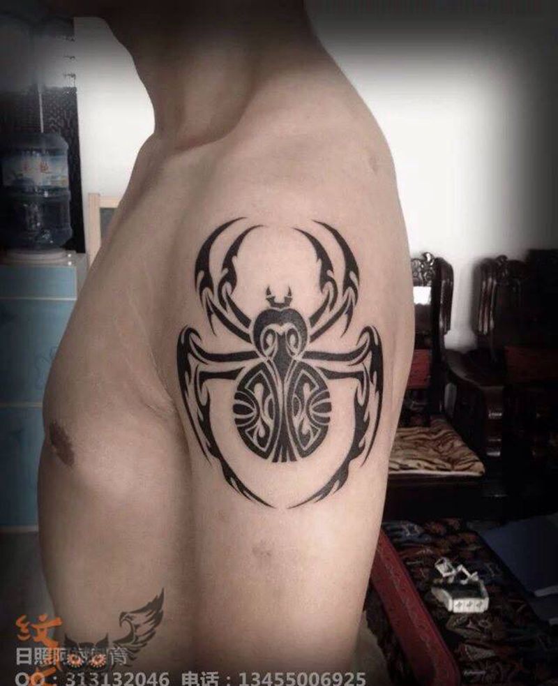 图腾蜘蛛纹身图片_手臂肩部习俗传统动物图腾纹身图案