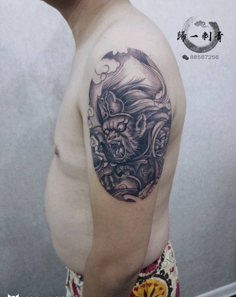 悟空纹身图片_手臂传统人物成品纹身图案