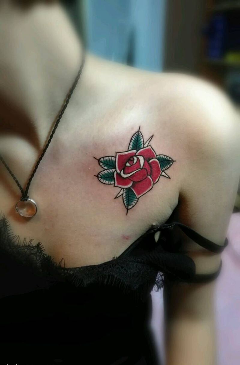 school风玫瑰纹身图片