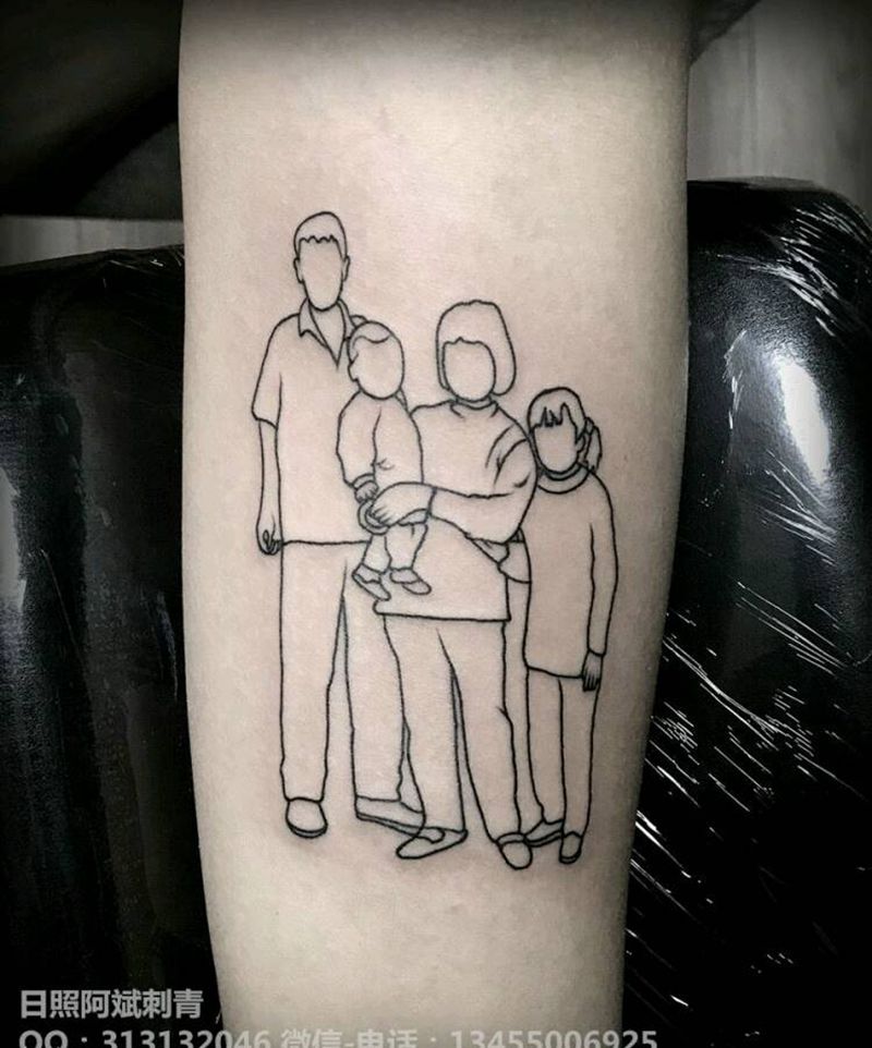 全家福纹身图片_手臂清新人物成品纹身图案