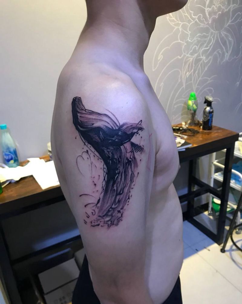 不知道啥风格的鲸鱼纹身图片