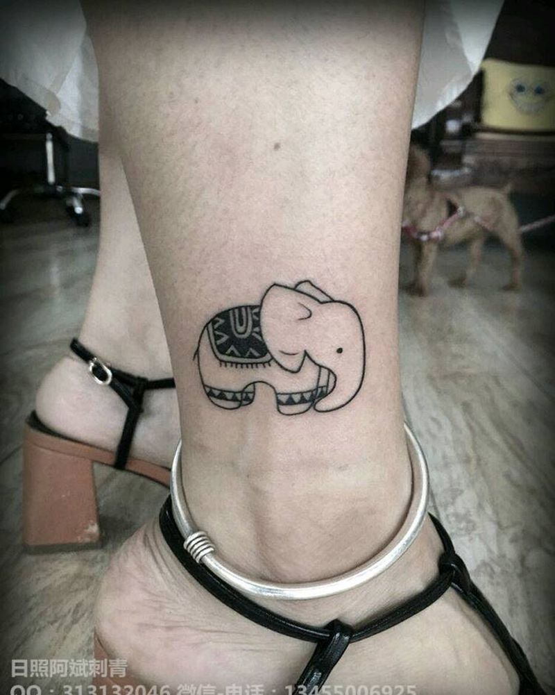 象纹身图片_腿部清新动物成品纹身图案