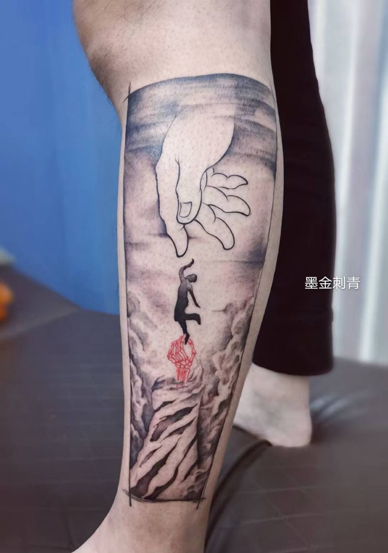 自我救赎纹身图片_腿部纹身图案