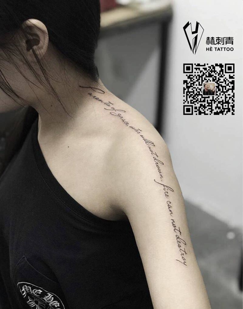 英文纹身纹身图片_肩部纹身图案