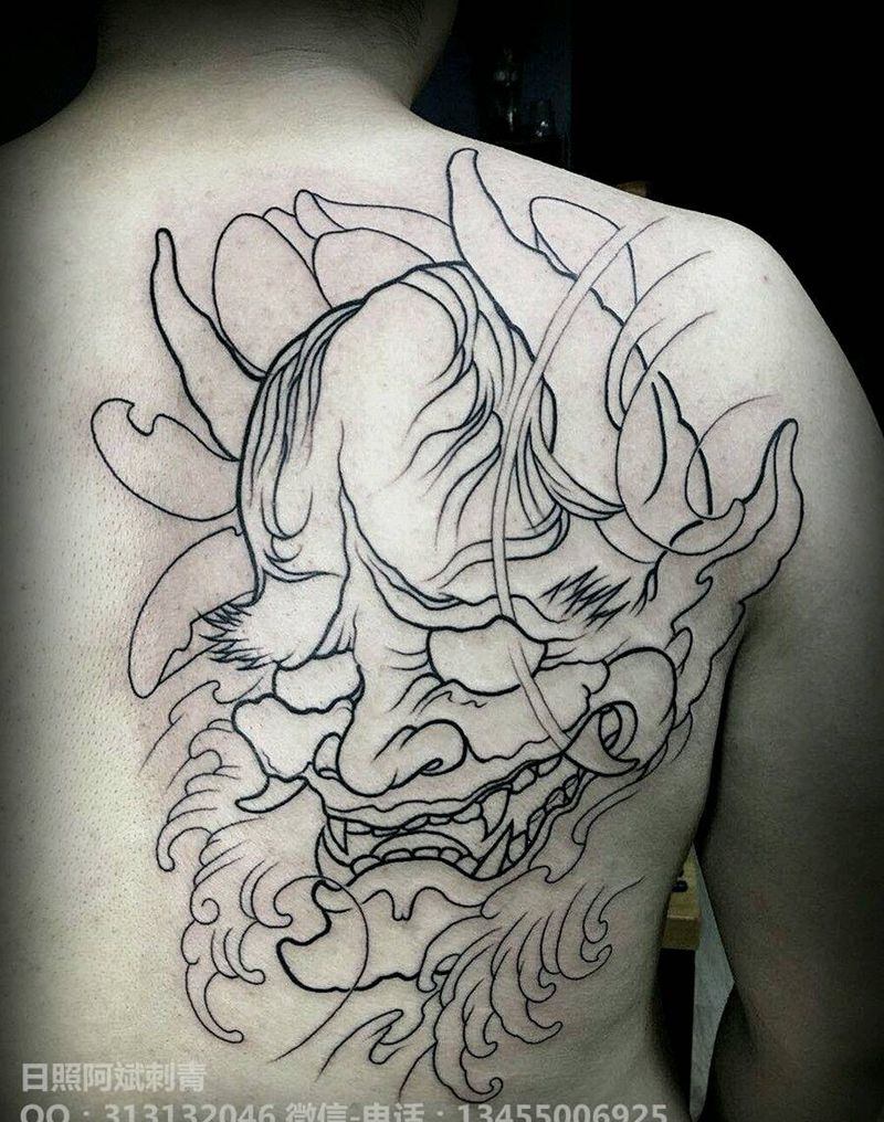 般若纹身图片_背部新传统般若纹身图案