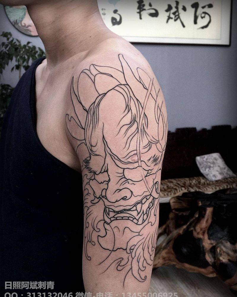 般若纹身图片_肩部手臂新传统纹身图案