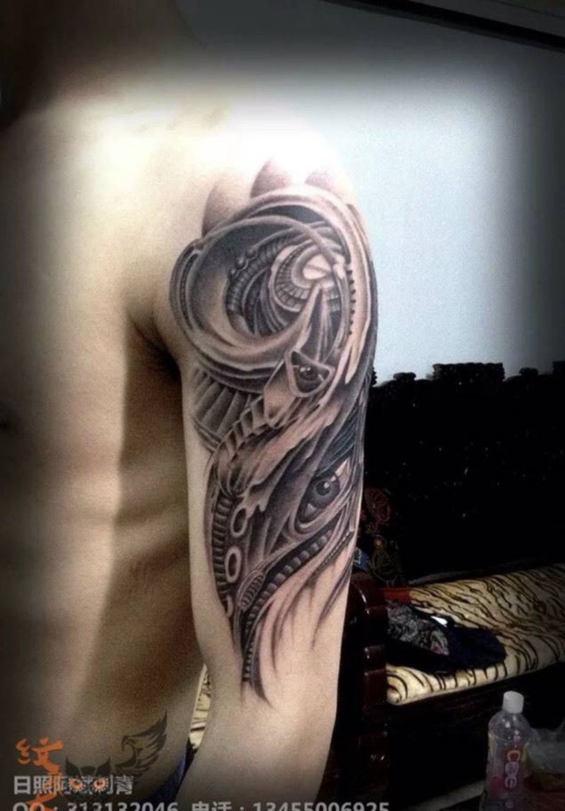 3D纹身图片_肩部成品欧美静物纹身图案