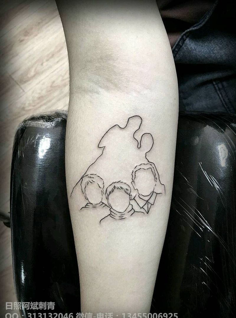 全家福纹身图片_手臂新传统几何小清新纹身图案
