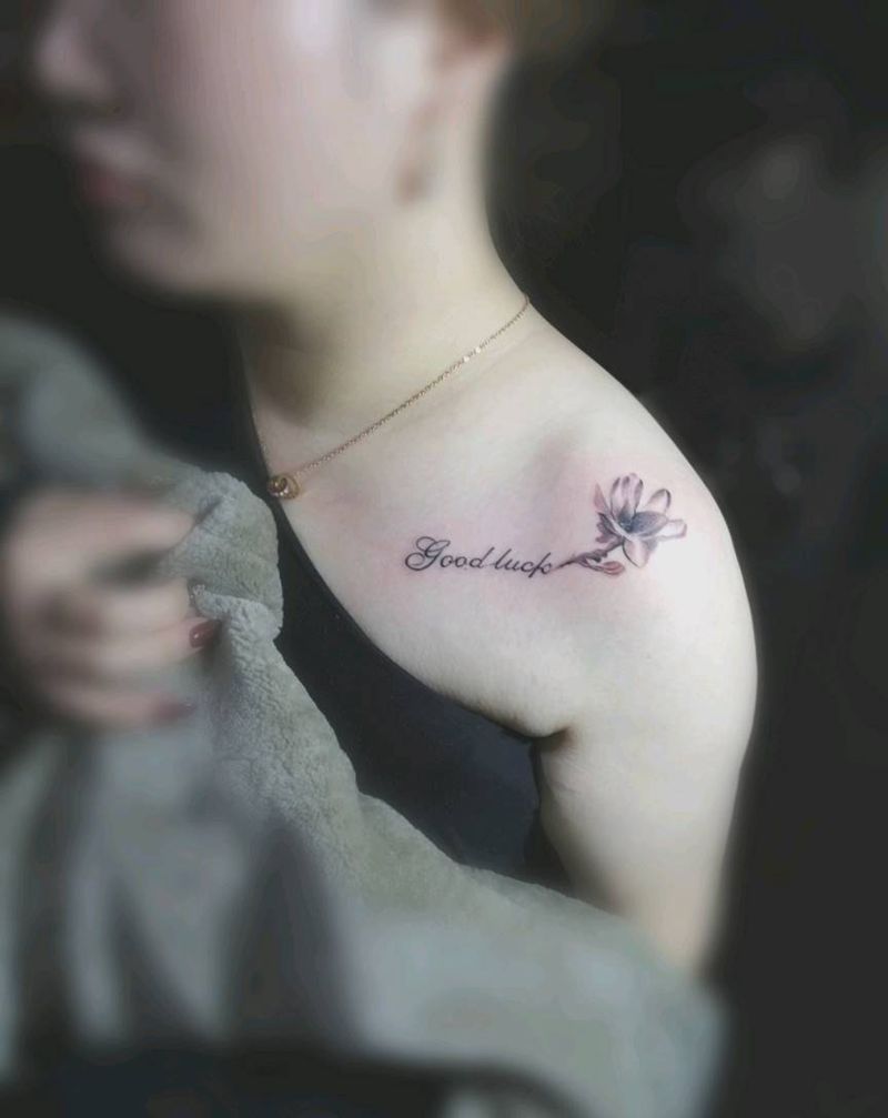 素花英文纹身图片