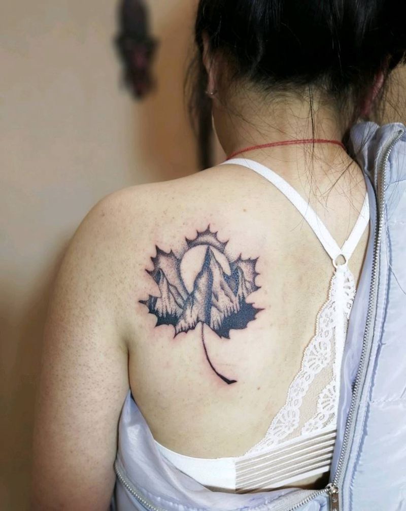 树叶风景纹身图片