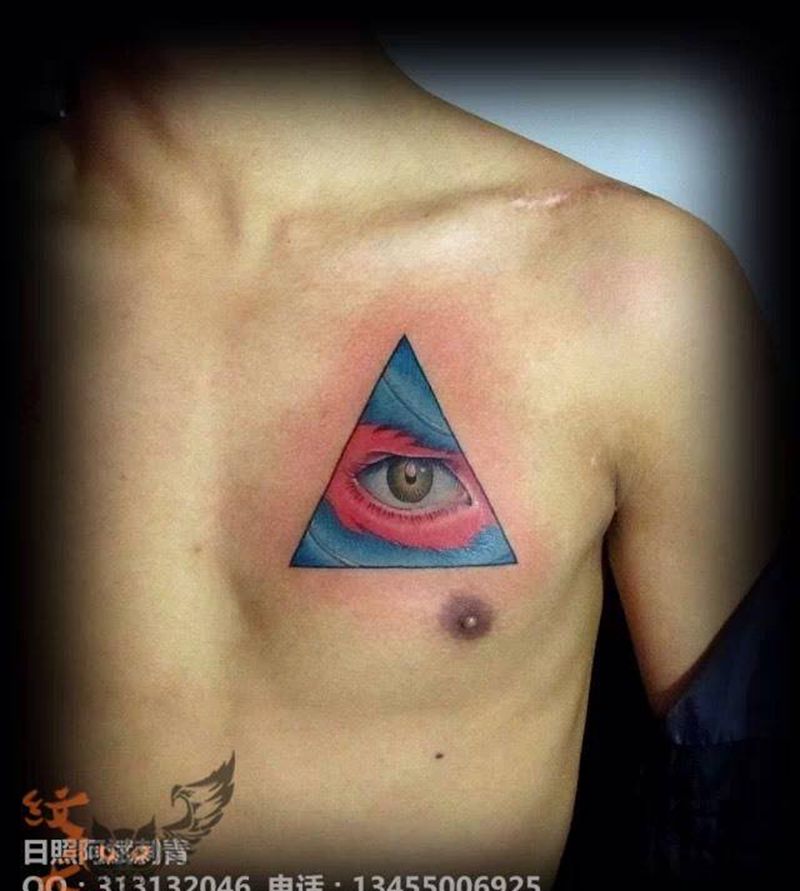 上帝之眼纹身图片_胸部成品欧美人物纹身图案