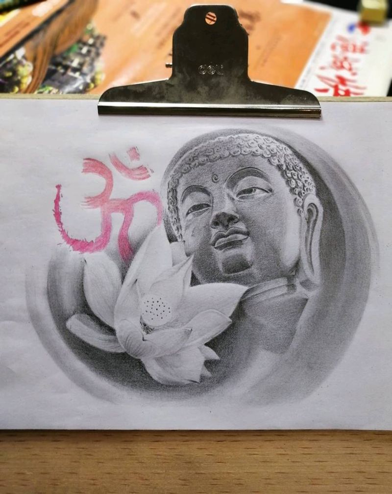 佛像手稿纹身图片