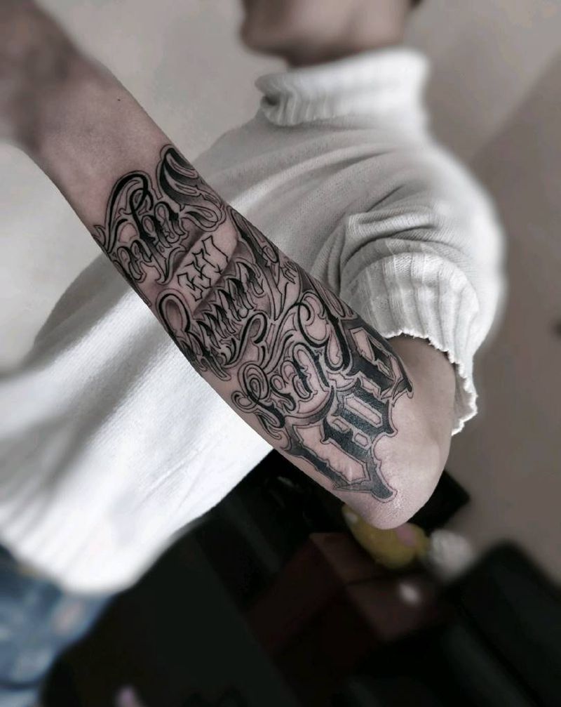 奇卡诺花体字纹身图片