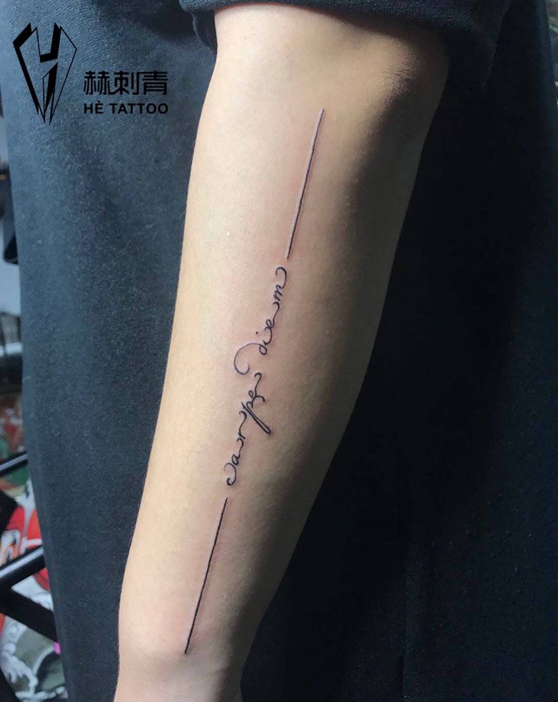 小臂直线纹身纹身图片_直线纹身图案