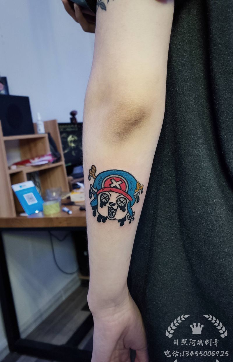 卡通头像纹身图片_手臂Old School纹身图案