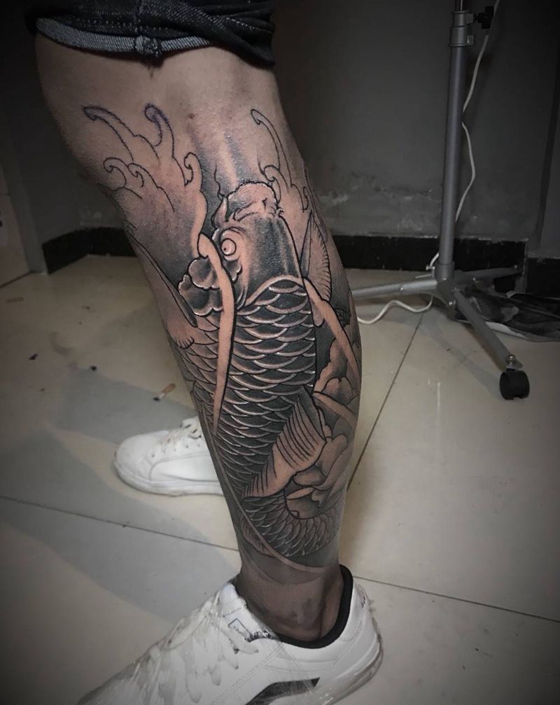 彩色包小腿  未完成。纹身图片