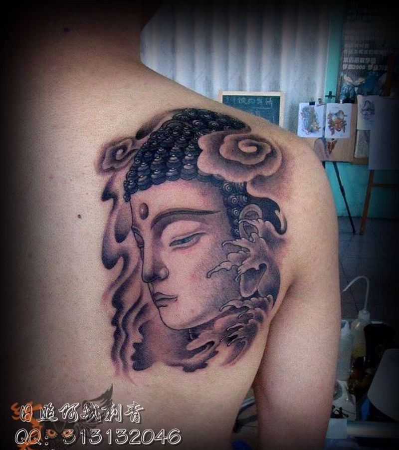 佛纹身图片_背部传统鬼神纹身图案