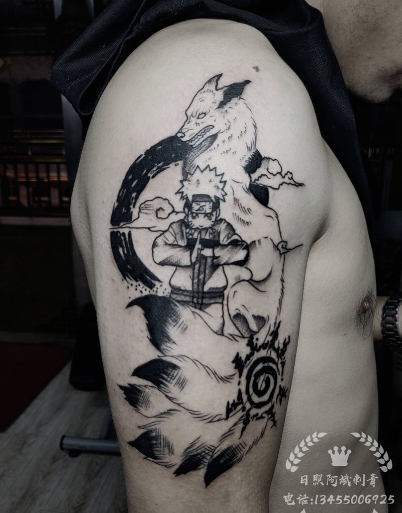 动漫纹身图片_手臂点刺纹身图案