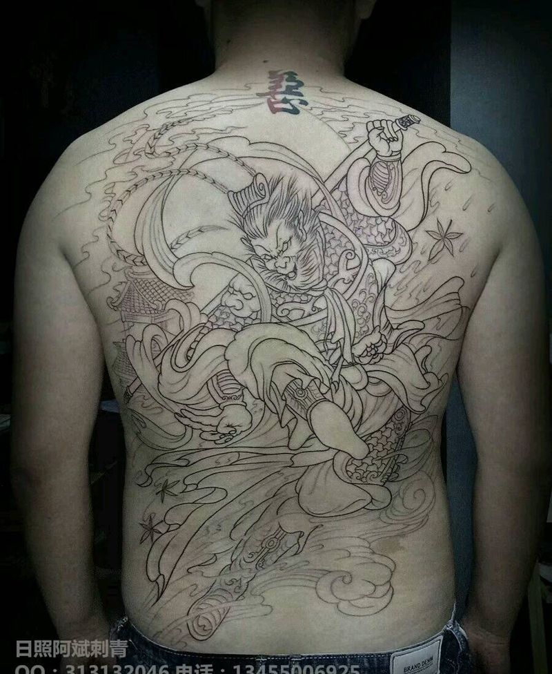 斗战胜佛纹身图片_背部传统人物鬼神宗教纹身图案