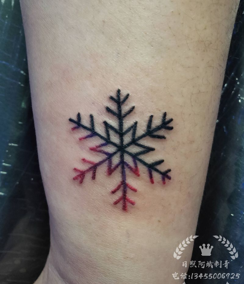 雪花纹身图片_手臂新传统纹身图案