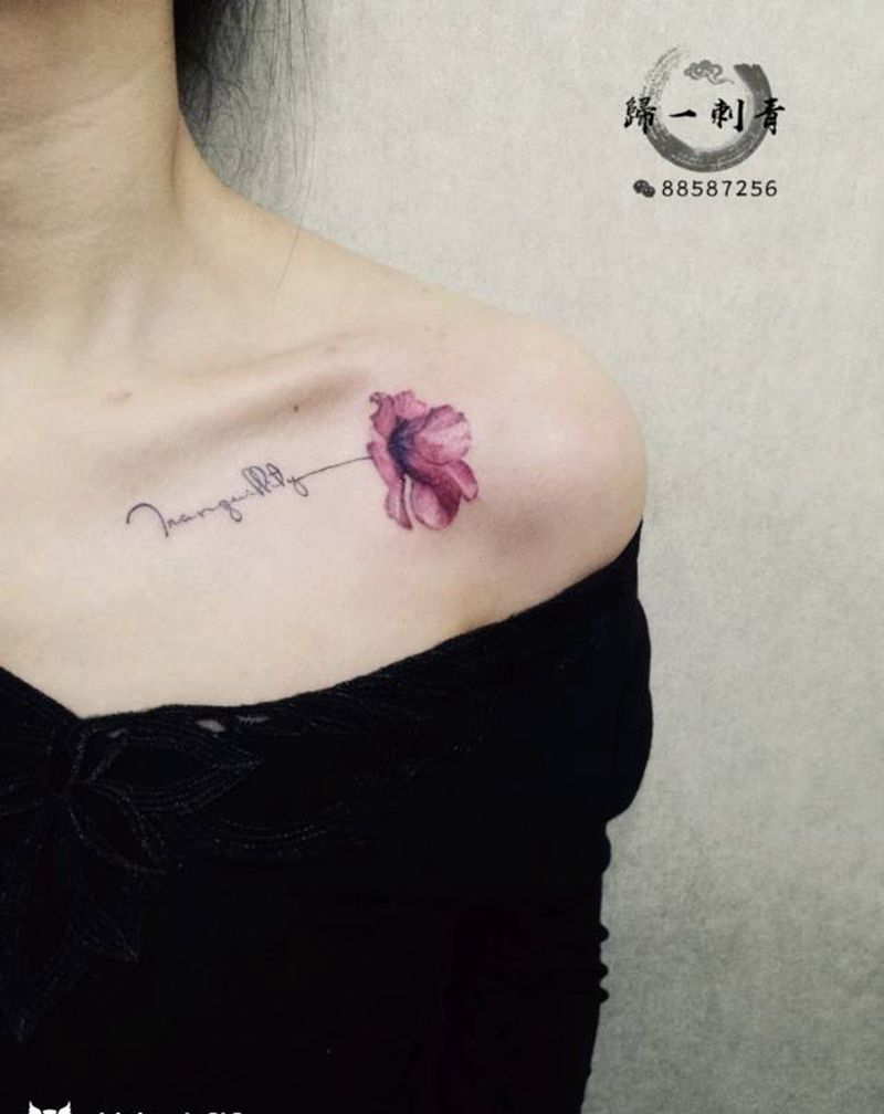 锁骨纹身纹身图片_肩部小清新纹身图案