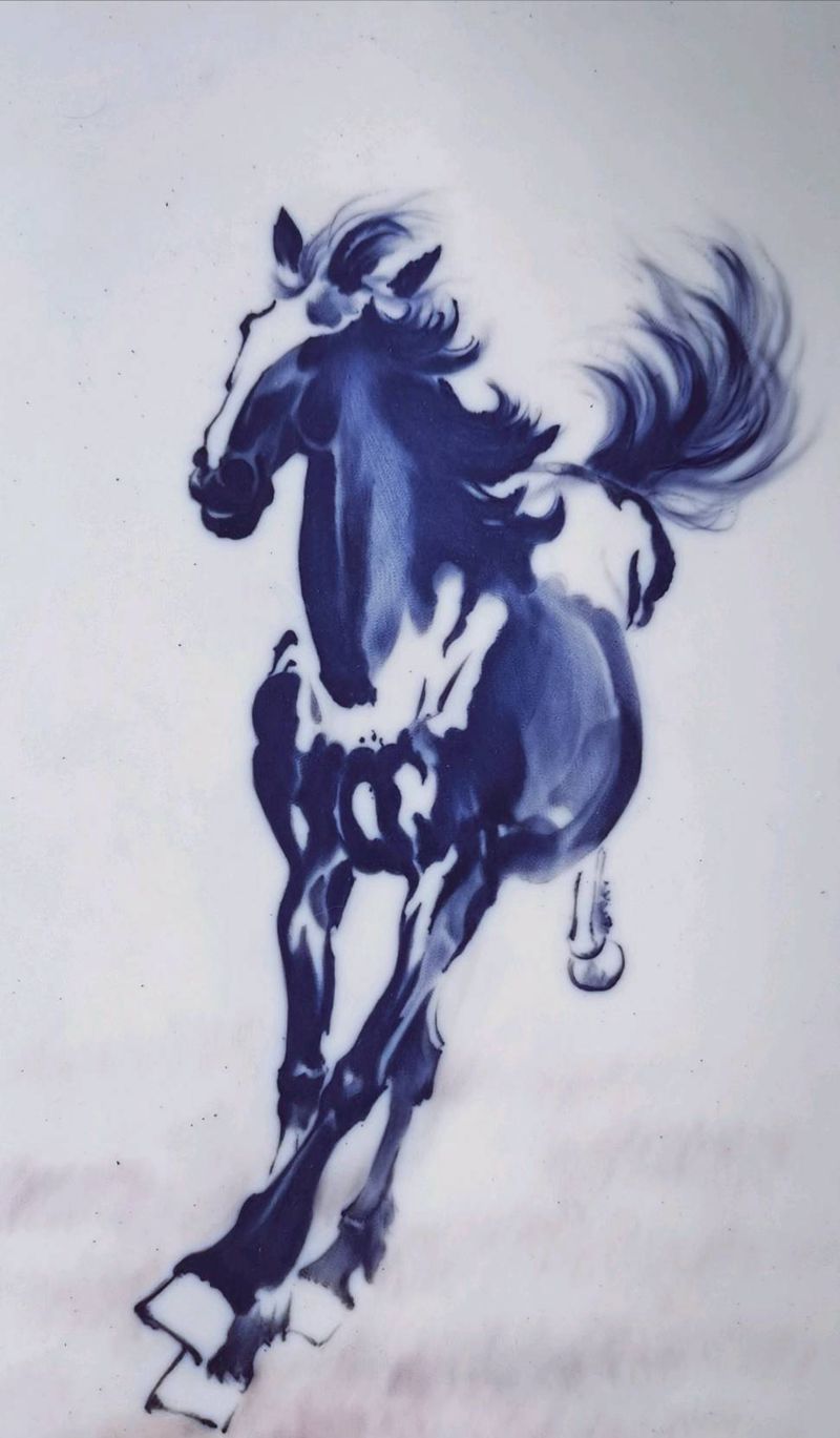 奔马纹身图片_水墨练习纹身图案