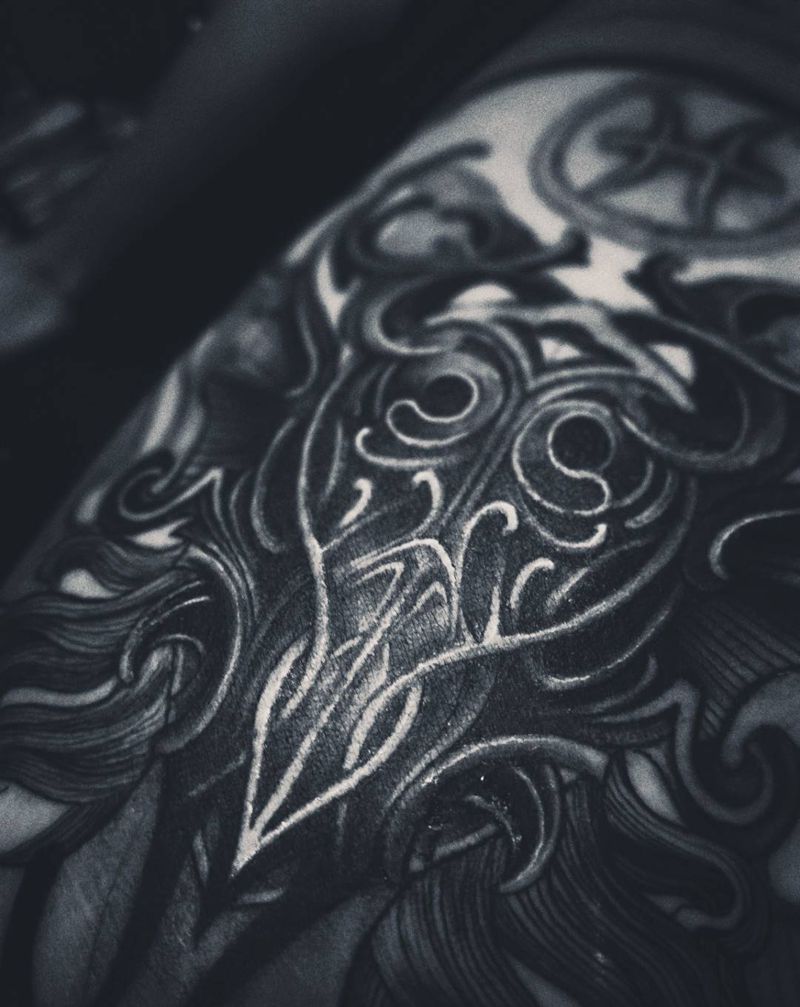 暗黑纹身图片_腿部纹身图案