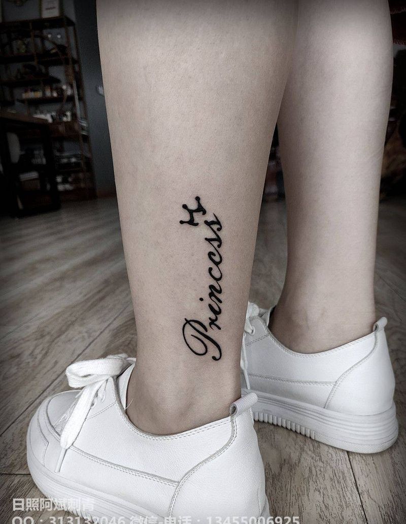 英文纹身图片_腿部花体字纹身图案