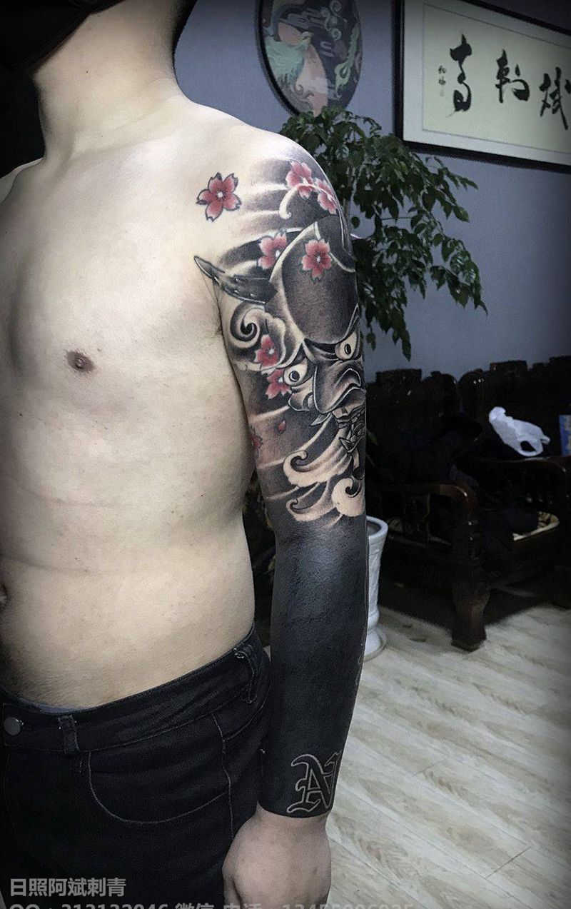 般若 骷髅纹身图片_手臂肩部新传统纹身图案