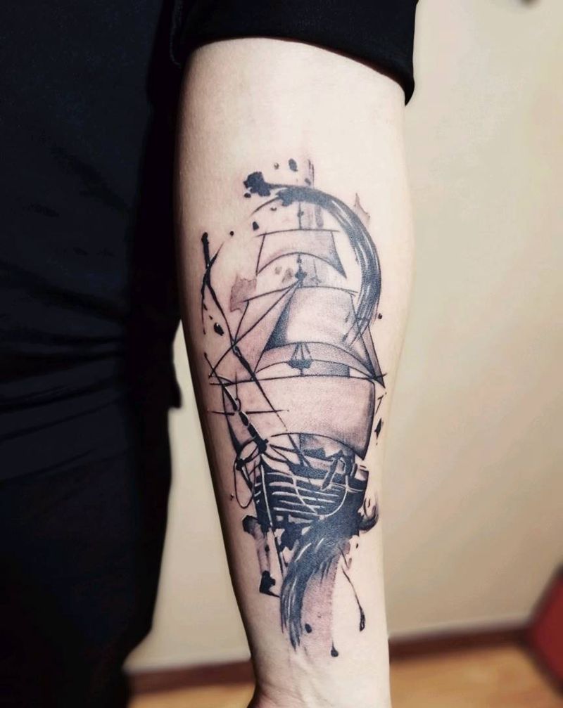 帆船纹身图片